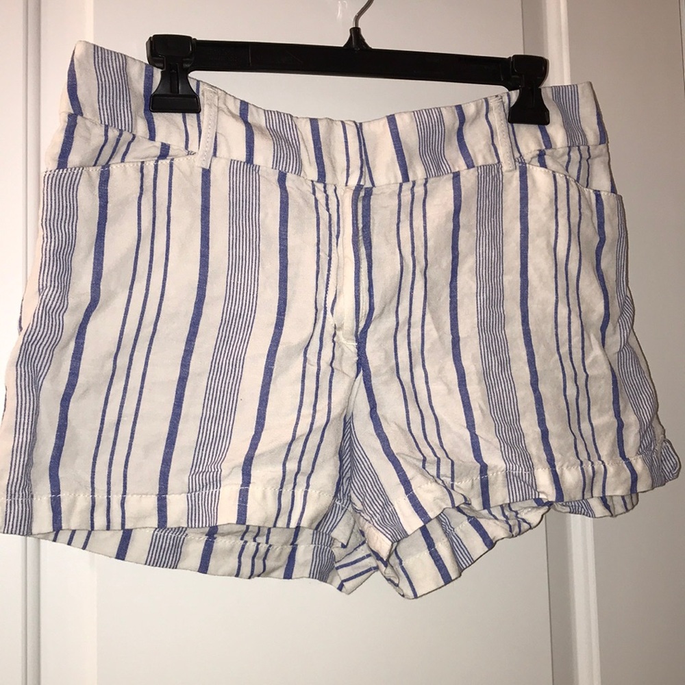 White linen shorts